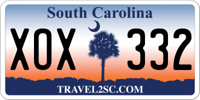 SC license plate XOX332