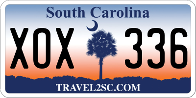 SC license plate XOX336