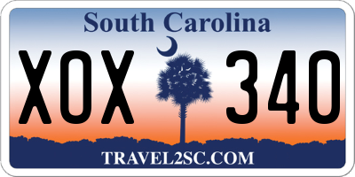 SC license plate XOX340