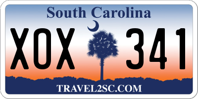 SC license plate XOX341