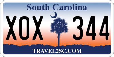 SC license plate XOX344