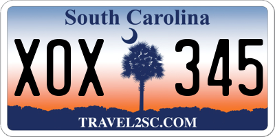 SC license plate XOX345