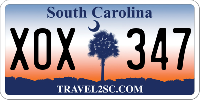 SC license plate XOX347