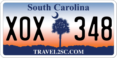 SC license plate XOX348