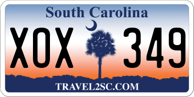 SC license plate XOX349
