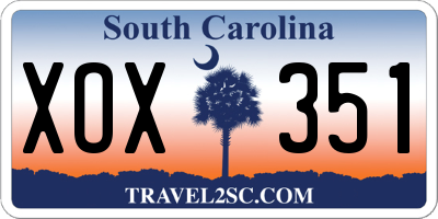 SC license plate XOX351