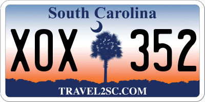 SC license plate XOX352