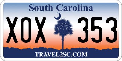 SC license plate XOX353