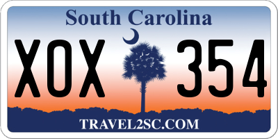 SC license plate XOX354