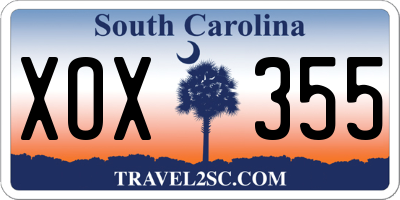 SC license plate XOX355