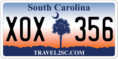 SC license plate XOX356