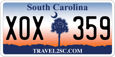 SC license plate XOX359