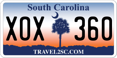 SC license plate XOX360