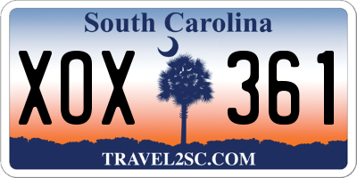 SC license plate XOX361