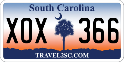 SC license plate XOX366