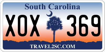 SC license plate XOX369