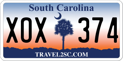 SC license plate XOX374