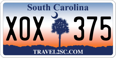 SC license plate XOX375