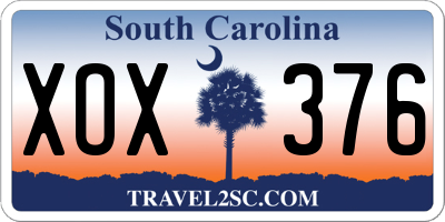 SC license plate XOX376