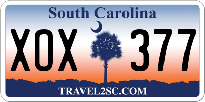 SC license plate XOX377