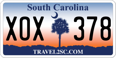 SC license plate XOX378