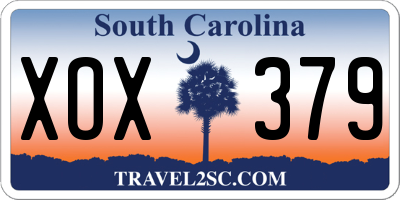 SC license plate XOX379
