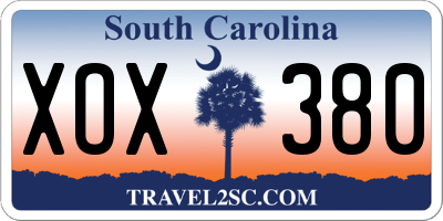 SC license plate XOX380