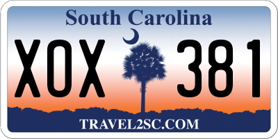 SC license plate XOX381