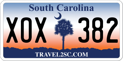 SC license plate XOX382