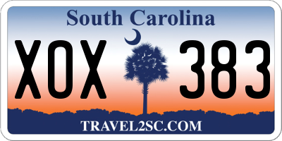 SC license plate XOX383