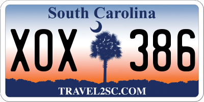 SC license plate XOX386