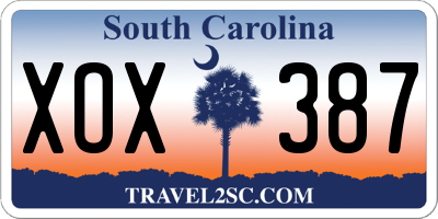 SC license plate XOX387