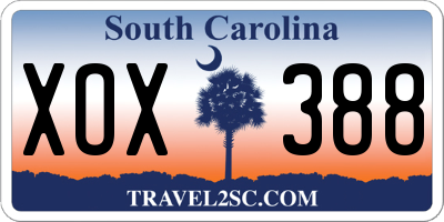 SC license plate XOX388