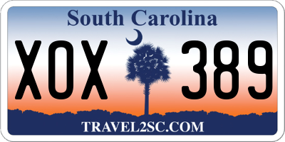 SC license plate XOX389