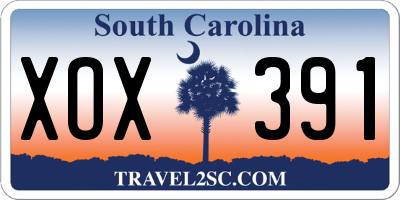 SC license plate XOX391