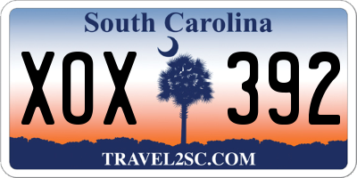 SC license plate XOX392