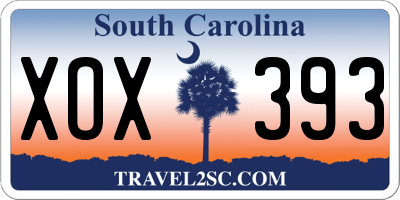 SC license plate XOX393