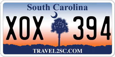 SC license plate XOX394