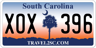 SC license plate XOX396