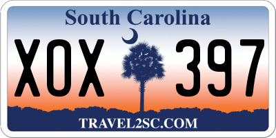 SC license plate XOX397