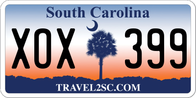 SC license plate XOX399