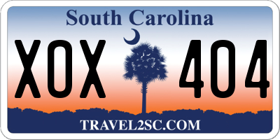 SC license plate XOX404