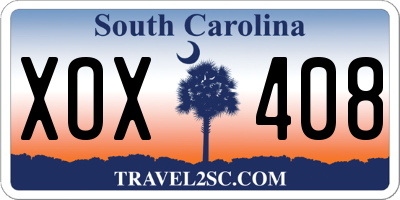 SC license plate XOX408