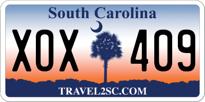 SC license plate XOX409