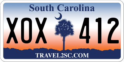 SC license plate XOX412