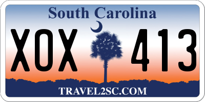 SC license plate XOX413