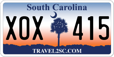 SC license plate XOX415