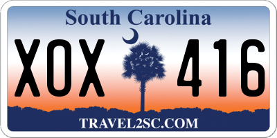 SC license plate XOX416