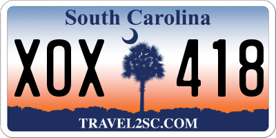 SC license plate XOX418