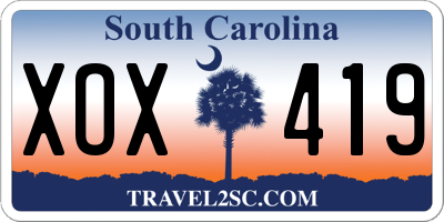 SC license plate XOX419